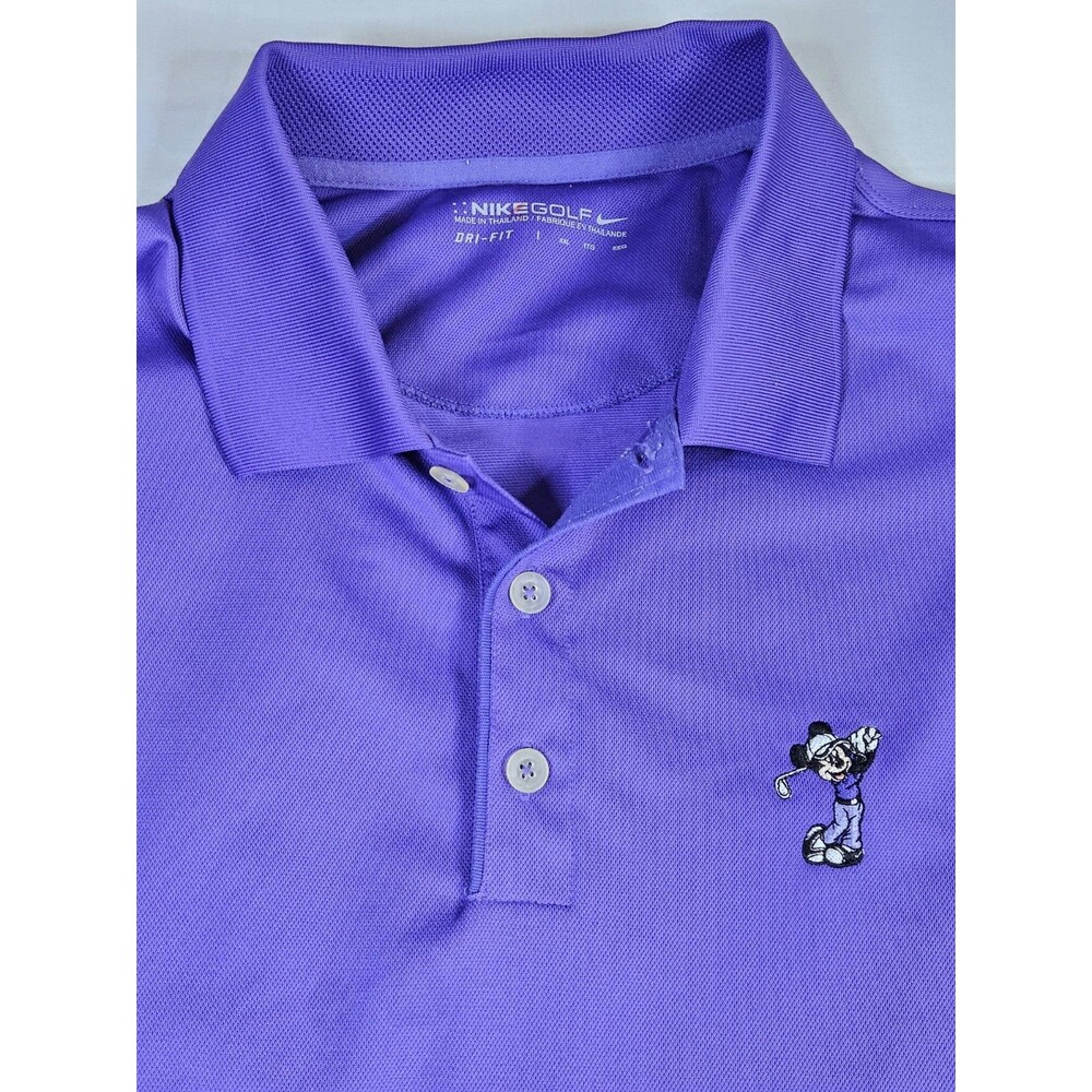 Nike Golf Shirt Men Sz 2XL Purple Polo Disney MICKEY MOUSE Dri-FIT Short Sleeve